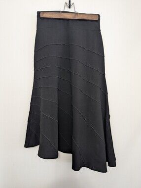 Blue Sky XS Skater Skirt Black Half Circle Bamboo Cotton Ribbed Asymmetrical